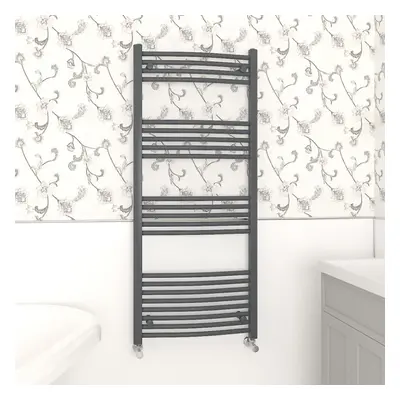 (1400x600mm, Anthracite) NRG Curved Central Heating Towel Rail Bathroom Heated Rad Radiators Lad