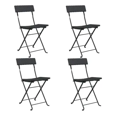 (black, pcs) vidaXL Folding Bistro Chairs Poly Rattan and Steel Patio Outdoor Dining Chair