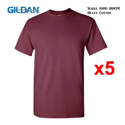 (2XL) Packs Gildan T-SHIRT Blank Plain Basic Tee Men Heavy Cotton (Maroon)