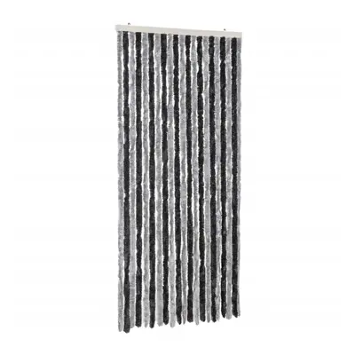 vidaXL Fly Curtain Door Curtain Fly Screen Grey and Black 100x230 cm Chenille