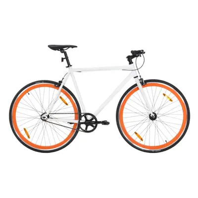 vidaXL Fixed Gear Bike Single Speed Bike Fixie Bike White and Orange 700c