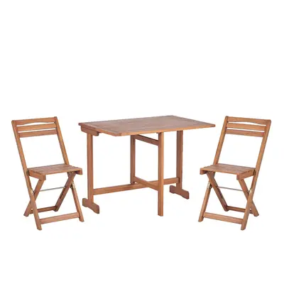 Bistro Set LENOLA Wood Light Brown