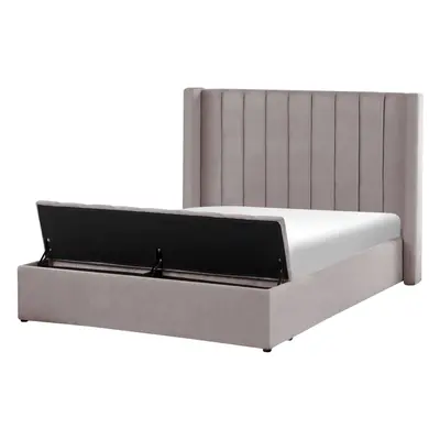 Bed with Storage Bench NOYERS x cm (EU King Size) Velvet Grey