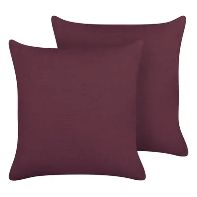 Set of Linen Cushions x cm Purple SAGINA