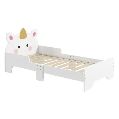 ZONEKIZ Unicorn-Designed Toddler Bed, Kids Bedroom Furniture - White