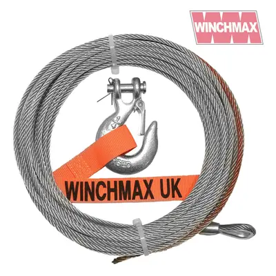 Steel Rope 15m x 6mm. Hole fix. 1/4 Inch hook.