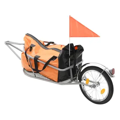 vidaXL Bike Luggage Trailer with Bag Orange and Black Bicycle Suitcase Trailer