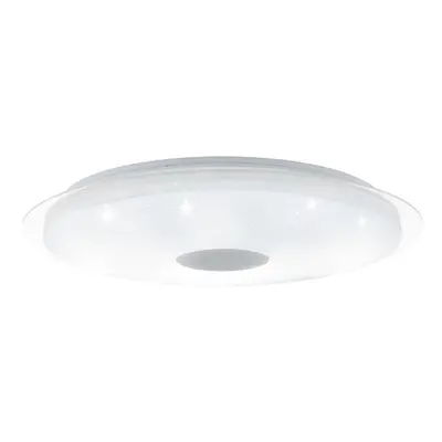 Wall Flush Ceiling Light White Shade White Silver Plastic Crystal Effect LED 40W