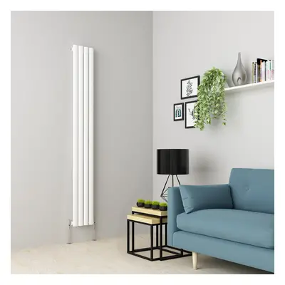 (1800 x 237mm Single, White) Oval Tube Designer Radiator