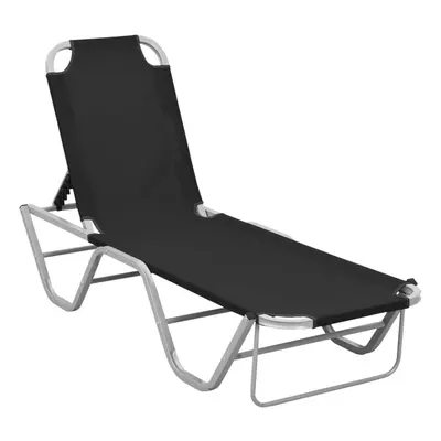 vidaXL Sun Lounger Aluminium and Textilene Black Garden Day Bed Seat Sunchair