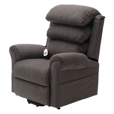 Dual Motor Rise and Recline Armchair - Waterfall Pillow - Mink Chenille Fabric