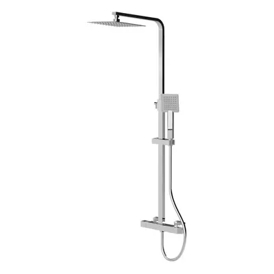 Square Thermostatic Shower Kit with Fixed Head & Adjustable Handset - Chrome - Balterley