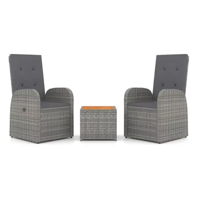 (2x chair + table) vidaXL Garden Lounge Set Grey Poly Rattan & Solid Wood Acacia Multi Models