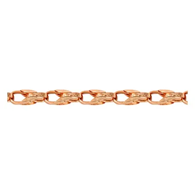 Jewelco London Ladies Solid 9ct Rose Gold Dutch Carved Tulip 10mm Gauge Chain Link Bracelet, 7.5