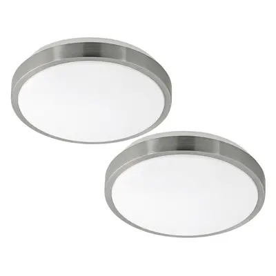 2 PACK Wall Flush Ceiling Light White Shade White Satined Nickel Plastic LED 18W