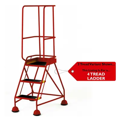 5 Tread Mobile Warehouse Steps & Guardrail RED 2.2m Portable Safety Stairs