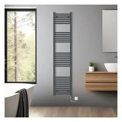 (Anthracite, 1800x400mm) Pre-filled Bathroom Straight Electric Heated Towel Rail Radiator Thermo