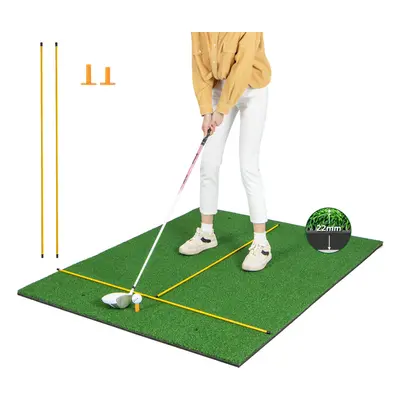 3-In-1 Golf Hitting Mat with Golf Tees Alignment Sticks