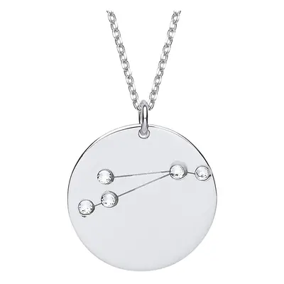 Jewelco London Ladies Sterling Silver Cubic Zirconia Aries Starsign Constellation Medallion Neck