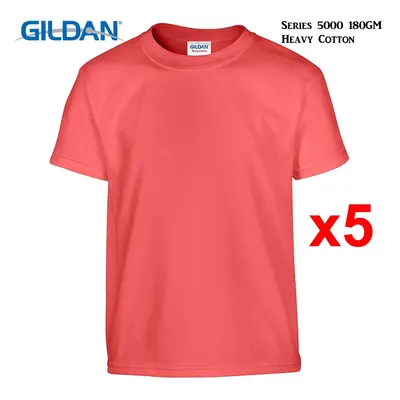 (S) Packs Gildan T-SHIRT Blank Plain Basic Tee Men Heavy Cotton (Coral Silk)