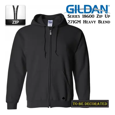 (3XL) Gildan Black Zip Up Hoodie Heavy Blend Basic Hooded Sweatshirt Sweater Men