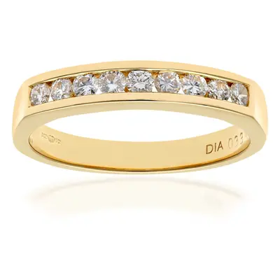 (O) Jewelco London 18ct Diamond Yellow Gold Channel Set Half Eternity Ring, IJ/I Certified Diamo