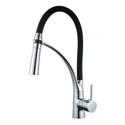 Black Sliver Kitchen Sink Faucet Pull Down Swivel Spout Tap Deck Mounted Bathroom Hot and Cold W