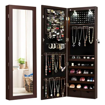 2 IN Mirror Jewelry Cabinet Wall Mounted/Door Hanging Jewelry Armoire Storage