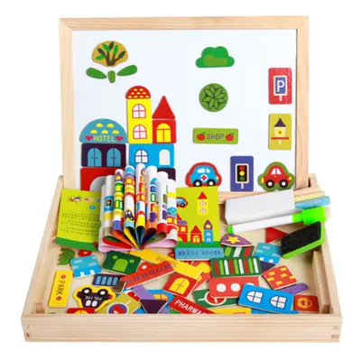 (C) Children's Magnetic Puzzle Double-sided Drawing Board Early Childhood Education Indoor toys