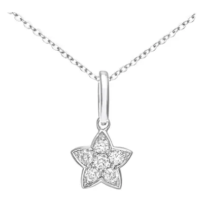 Jewelco London 9ct White Gold Round 7pts Diamond Star Pendant Necklace inch 42cm - DP1AXL127W