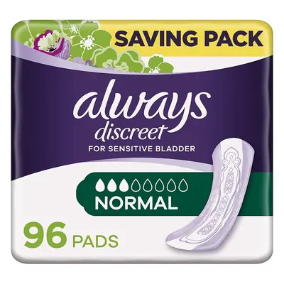 (96 Count) Always Discreet Incontinence Pads for Women