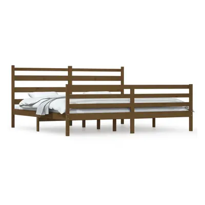 vidaXL Solid Wood Pine Bed Frame 200x200 cm Wooden Platform Bed Honey Brown