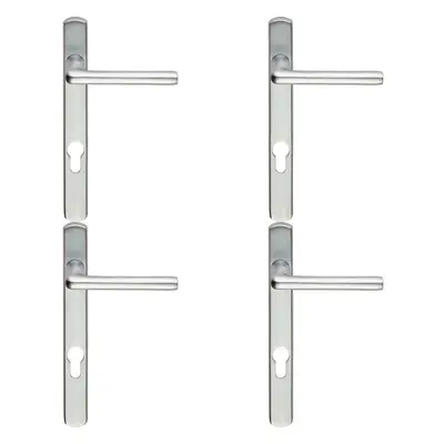 4x PAIR Straight Lever on Narrow Euro Lock Backplate x 26mm Satin Chrome