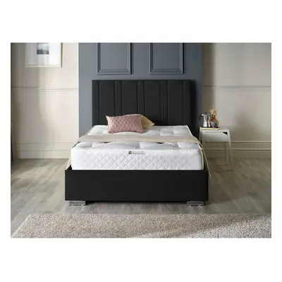 (4FT SMALL DOUBLE, BLACK NOIR) Lilly Upholstered Soft Velvet Bed Frame