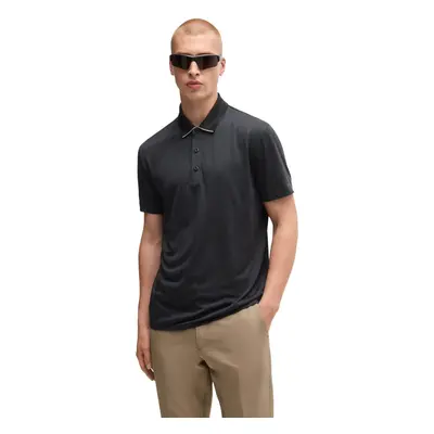 (M, Black) Hugo Boss Mens Paddytech Lightweight Stretch Quick Drying Golf Polo Shirt