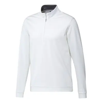 (L, White) Adidas Mens Elevated Quarter Zip Sweatshirt