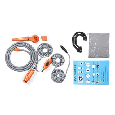 (Orange) Portable 12V Car Water Shower Pump Set For Travel Trip Camp RV Caravan Boat Kit