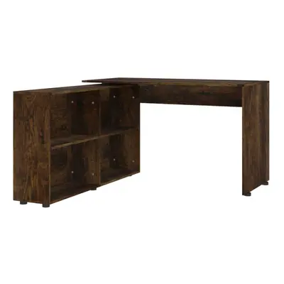 (Smoked oak) Corner Desk Shelves Computer Office Home Study Table Furniture Oak/White