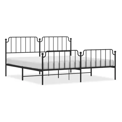 (black, x cm/with headboard & footboard) vidaXL Metal Bed Frame Home Bedroom Bed Base Mattress F