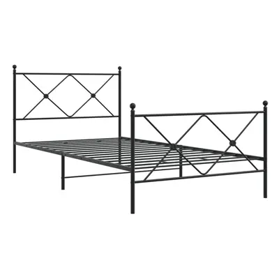 (black, 100x190 cm/with headboard & footboard) vidaXL Metal Bed Frame with Headboard and Footboa