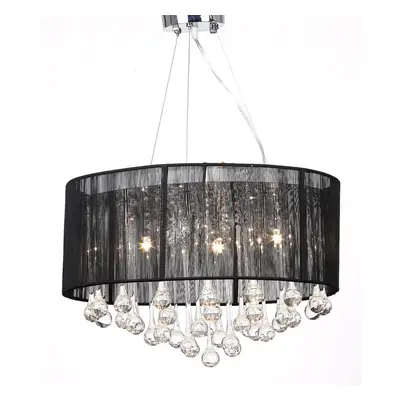 vidaXL Chandelier with Crystals Black Chandelier Lamp Pendant Lighting