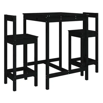 (black) vidaXL Garden Bar Set Wooden Table and Chairs Pub Set Piece Solid Wood Pine