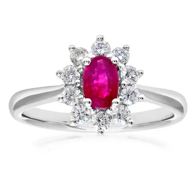 (O) Jewelco London 18ct White Gold 0.33ct Diamond and Ruby Ring,Round Brilliant