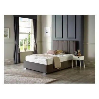 (4FT6 DOUBLE, CHARCOAL GREY) Lilly Upholstered Soft Velvet Bed Frame