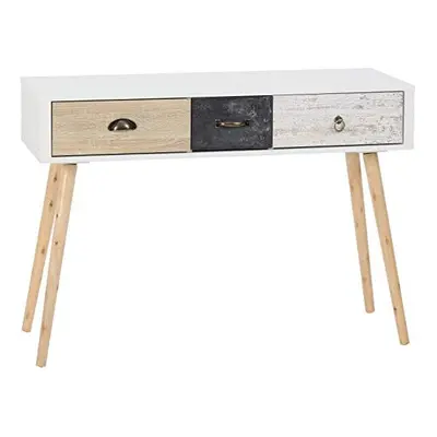 Seconique Nordic Drawer Occasional Table in White/Distressed Effect, One Size