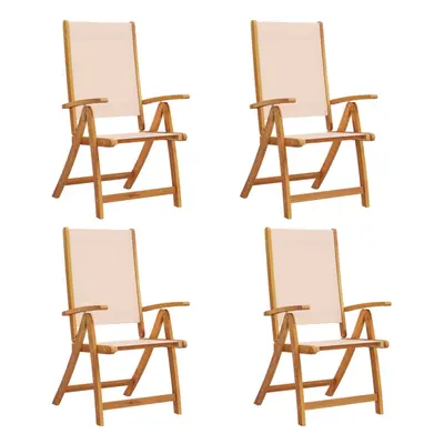 (cream, pcs) vidaXL Folding Garden Chairs Dining Chair Solid Wood Acacia and Textilene