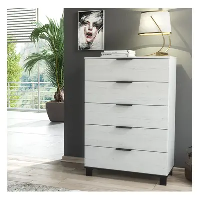 (5-Drawer) Modern White Chest of Drawers Bedside Cabinet 3 5 Drawers Wood Effect Cozy