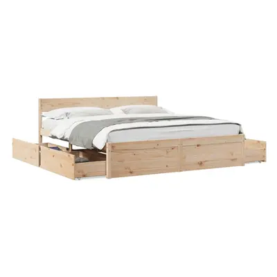 (natural, x cm) vidaXL Bed Frame with Drawers Bed Base Mattress Foundation Solid Wood Pine