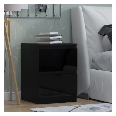 Black Gloss Drawer Bedside Table Nightstand 40% Larger Drawers