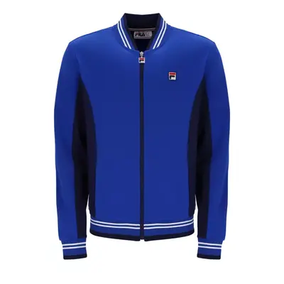 (BRIGHT BLUE/NAVY, XXL) Fila Settanta Retro Baseball Track Top Jacket